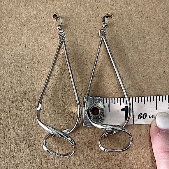 Chico’s Silver Tone Drop Twist Wire Earrings - Picture 3 of 6